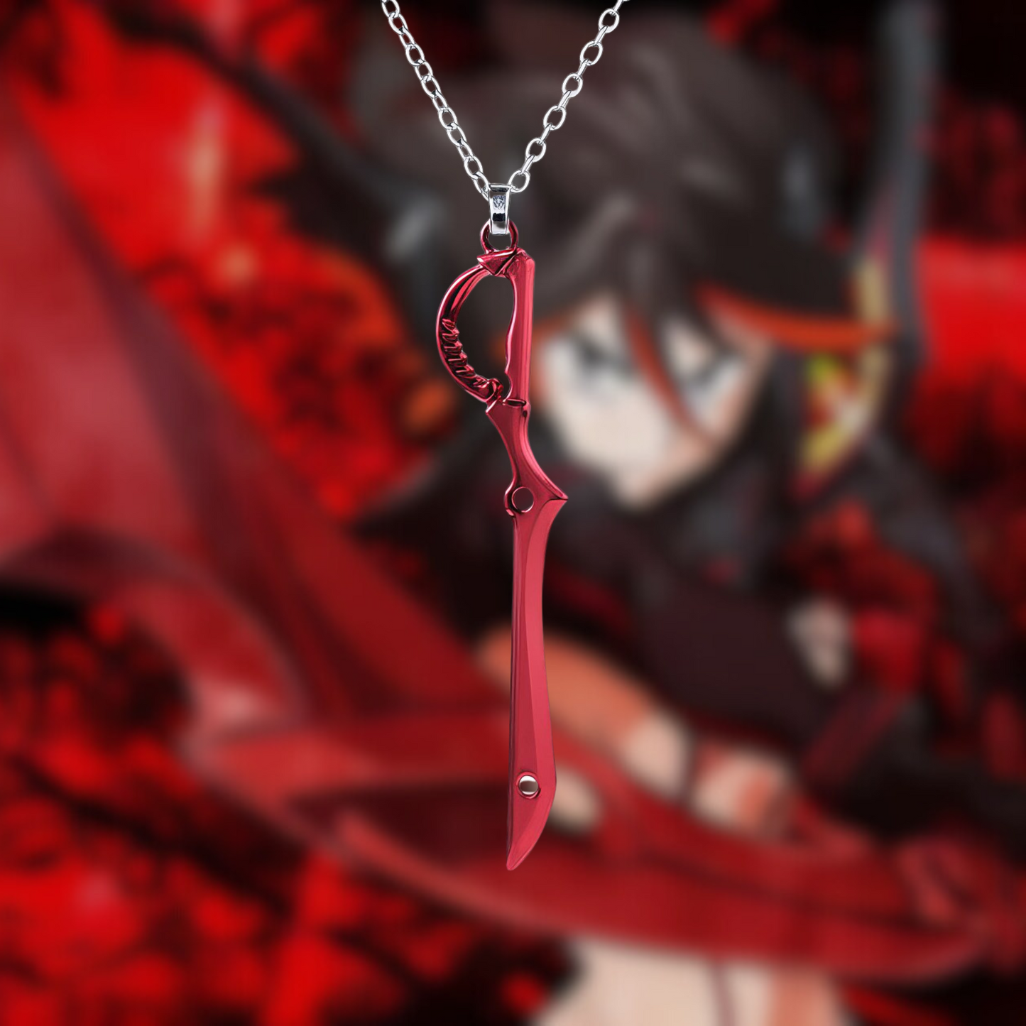 RED SCISSOR BLADE NECKLACE