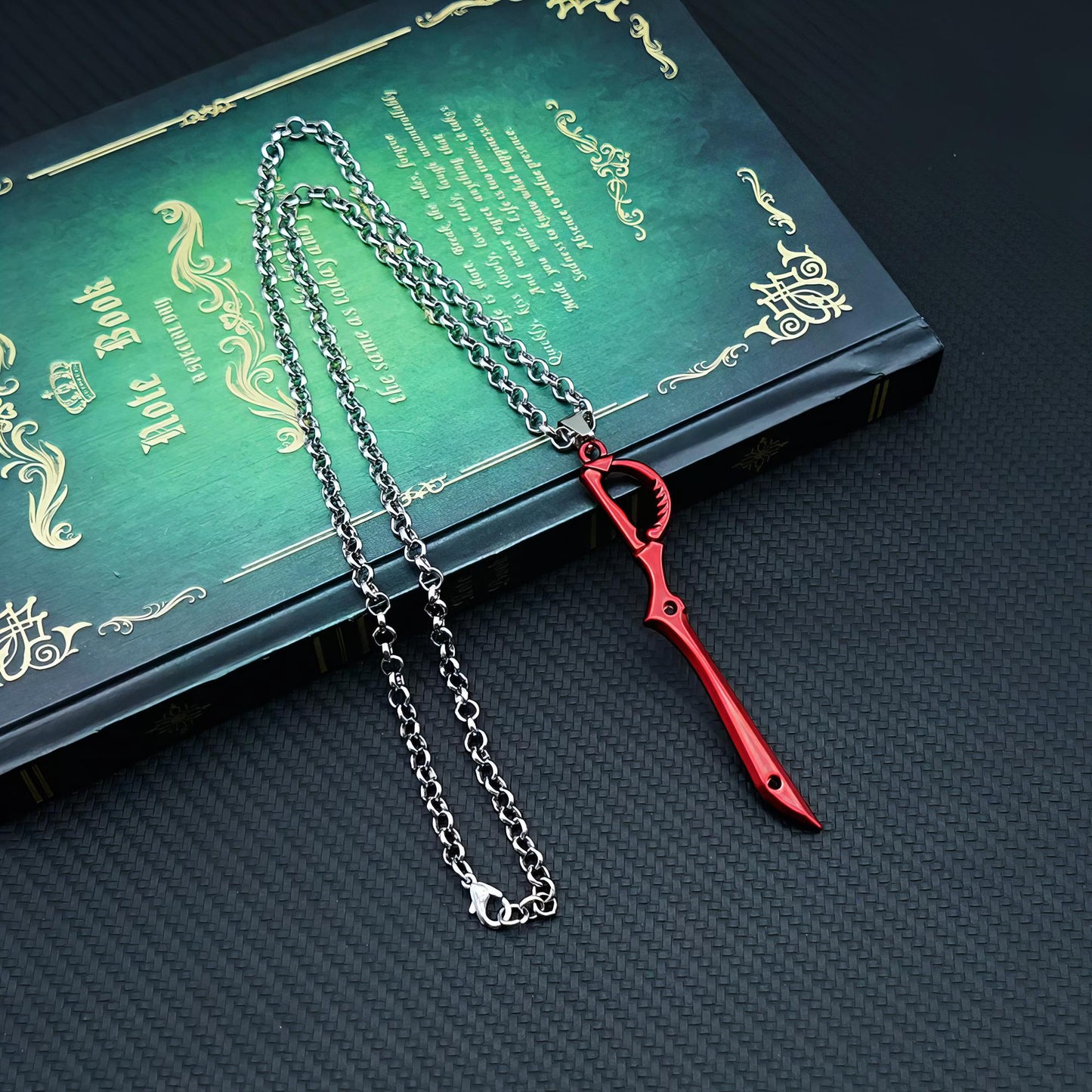 RED SCISSOR BLADE NECKLACE